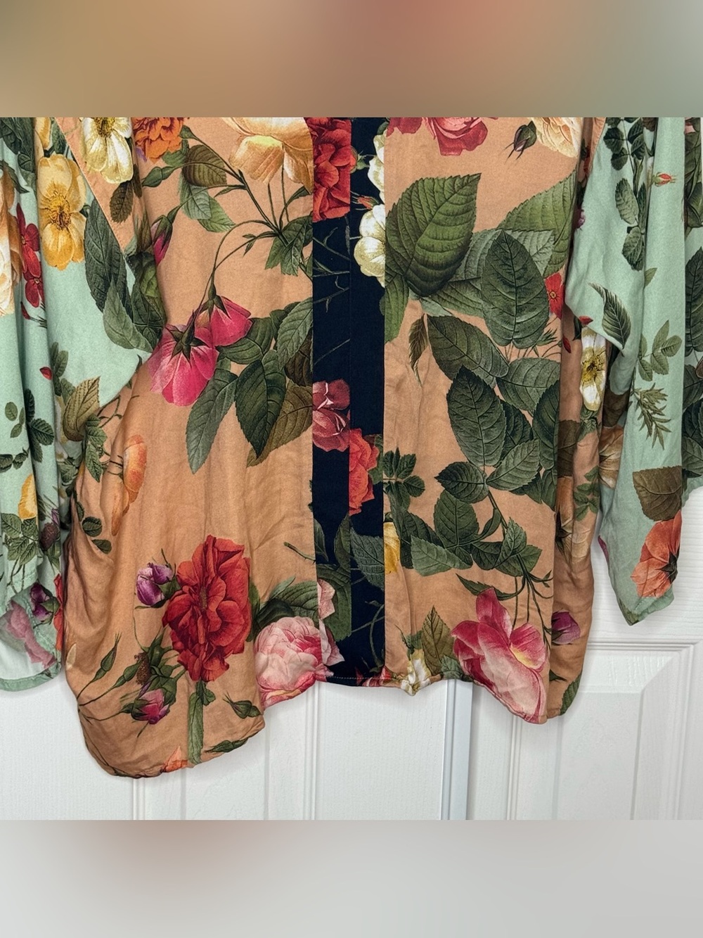 Farm Rio Floral Kimono Top Size XL Tie-back Kimono Sleeves - Picture 5 of 16